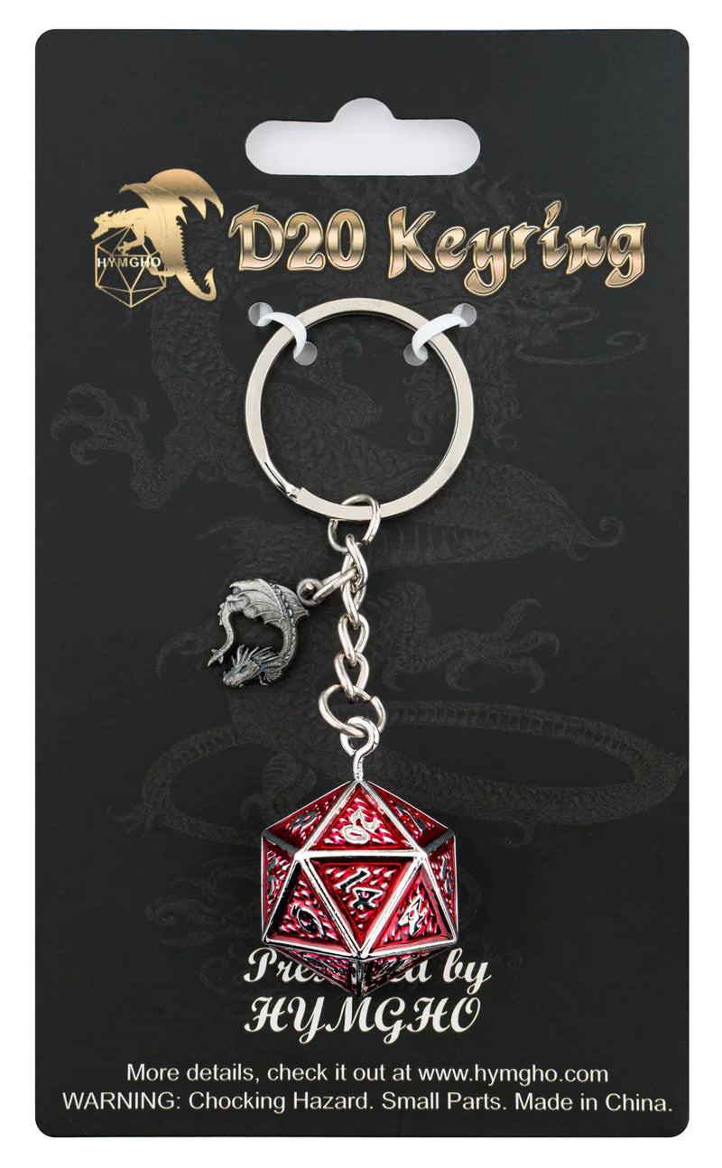 Hymgho D20 Keychain Behemoth - Blood on Gun Metal
