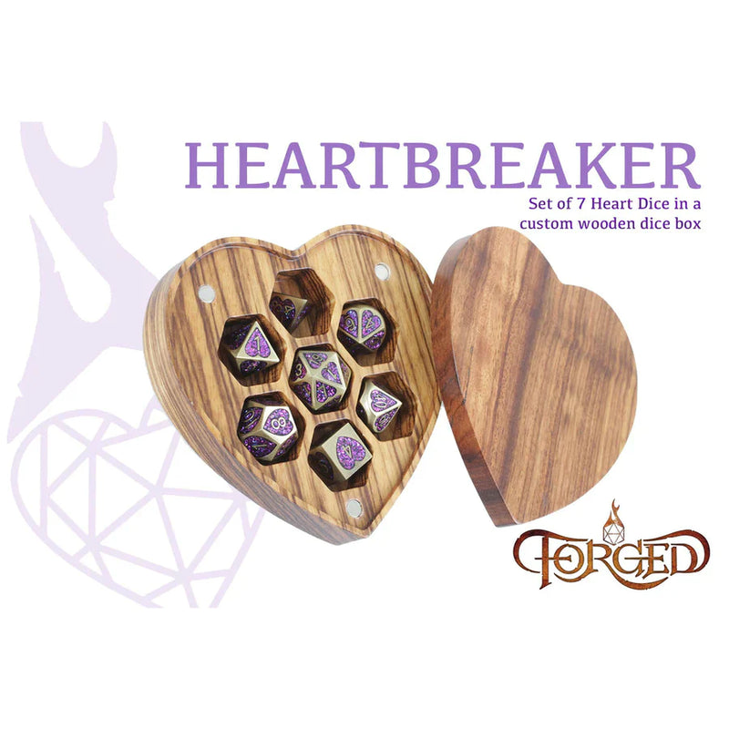 Forged Gaming Heartbreaker Set of 7 Heart-Shaped Metal Dice