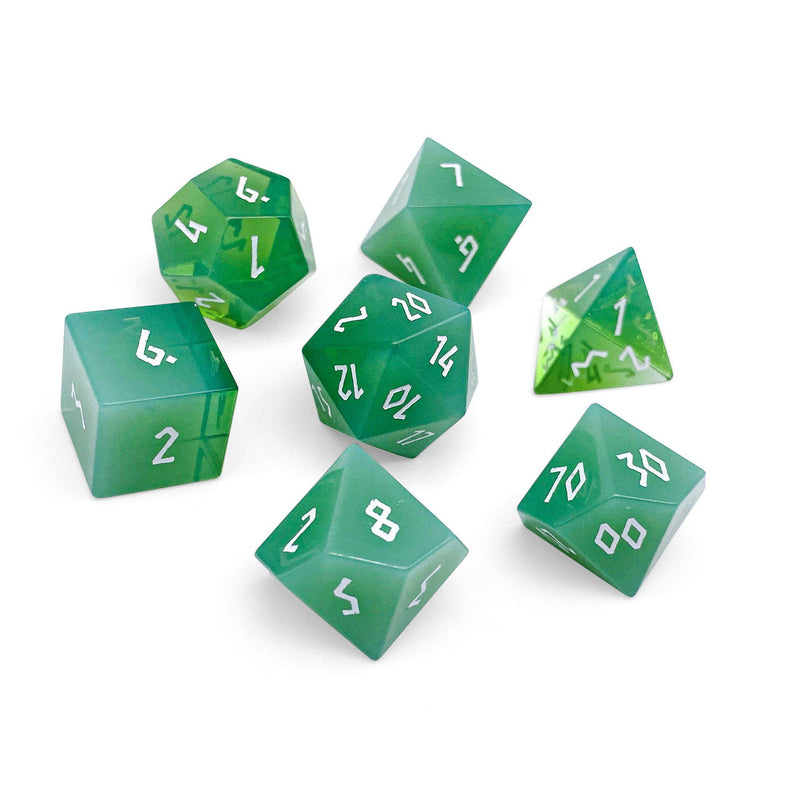 Norse Foundry 7 Die Glass RPG Dice Set: Jade Green K9 Glass