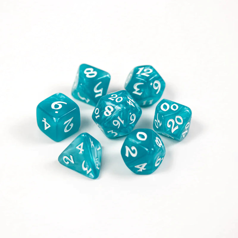 Die Hard Dice 7pc RPG Set - Elessia Essentials Teal with White