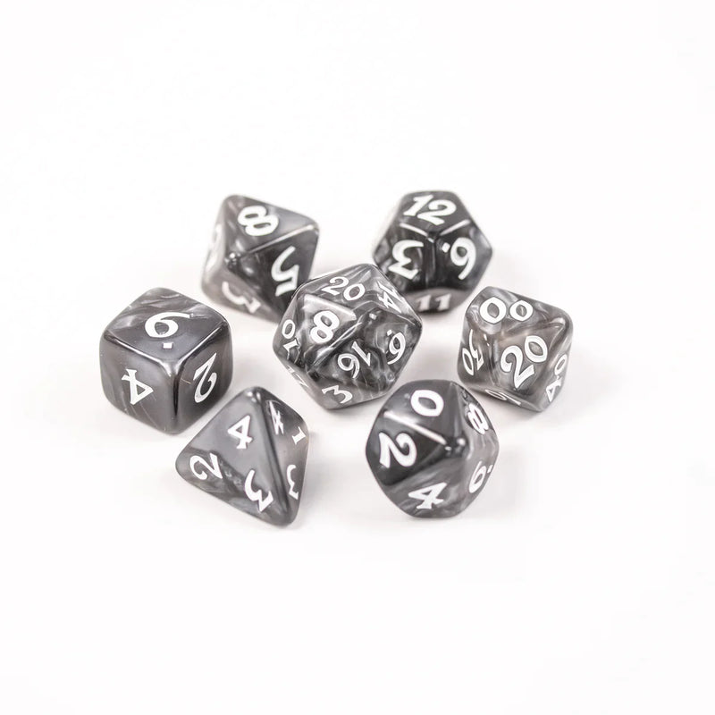 Die Hard Dice 7pc RPG Set - Elessia Essentials Gray with White