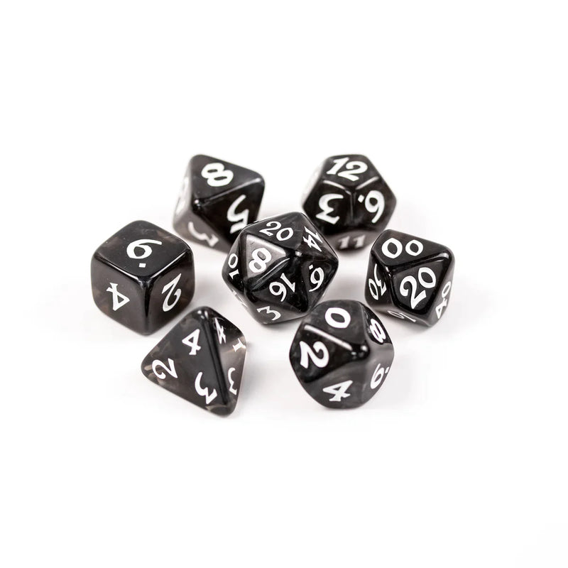 Die Hard Dice 7pc RPG Set - Elessia Essentials Black with White