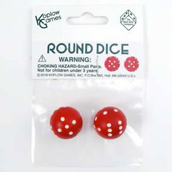 Koplow Games Round Dice D6 (1 Pair) - Red