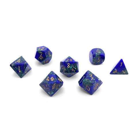 Norse Foundry 7 Die Gemstone RPG Dice Set: Lapis Malachite