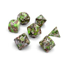 Norse Foundry 7 Die Gemstone RPG Dice Set: Lime Green Imperial Jasper Trustone