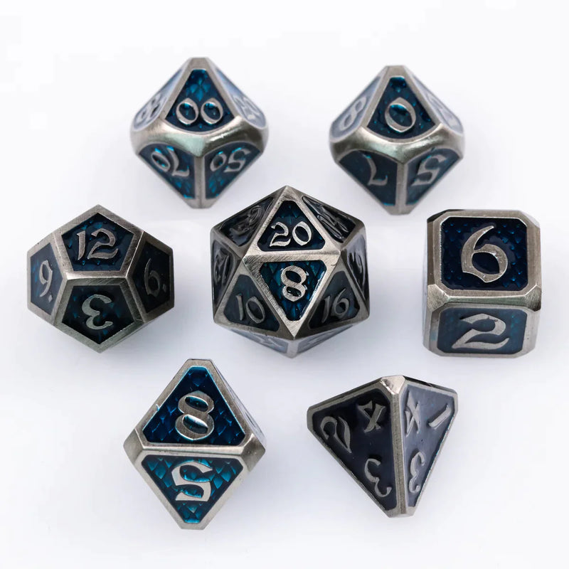 Die Hard Dice 7 Die Metal Dice Set: Drakona Gemtooth - Batholain