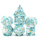 Foam Brain Games RPG Gemstone Dice Set - Marbled Turquoise Engraved with Gold
