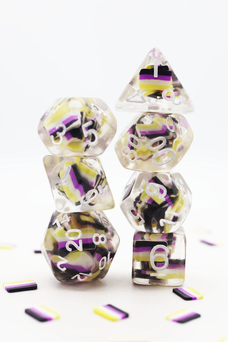 Foam Brain Games Nonbinary Flag RPG Dice Set