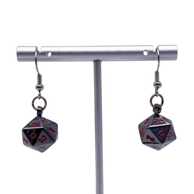 Norse Foundry Ioun Stone D20 Dice Earring Set: Nightmare Black
