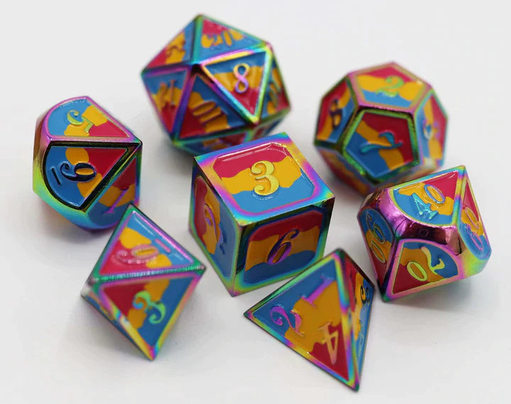 Foam Brain Games: Metal RPG Dice Set: Pansexual Pride Flag
