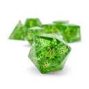 Norse Foundry 7 Die Glass RPG Dice Set: Shattered Emerald Zircon Glass