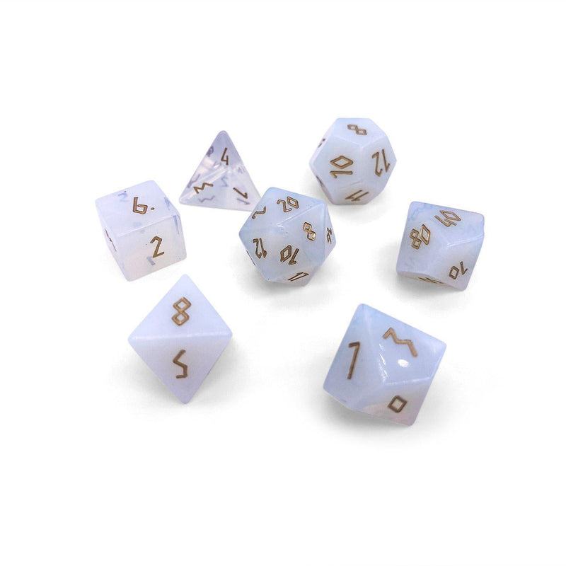 Norse Foundry 7 Die Gemstone RPG Dice Set: Opalite Gold Font