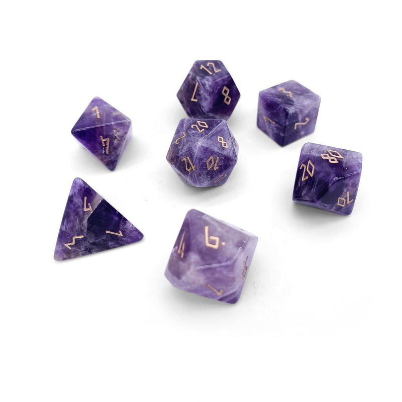 Norse Foundry 7 Die Gemstone RPG Dice Set: Amethyst