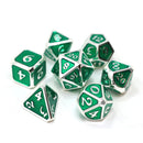 Die Hard Dice 7 Die Metal Dice Set: Mythica Platinum Emerald
