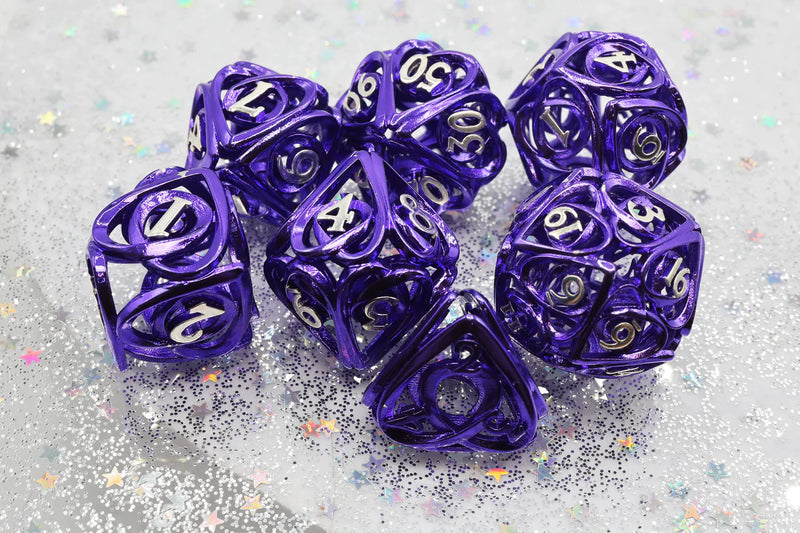 Foam Brain Games Purple Hollow Hearts RPG Metal Dice Set