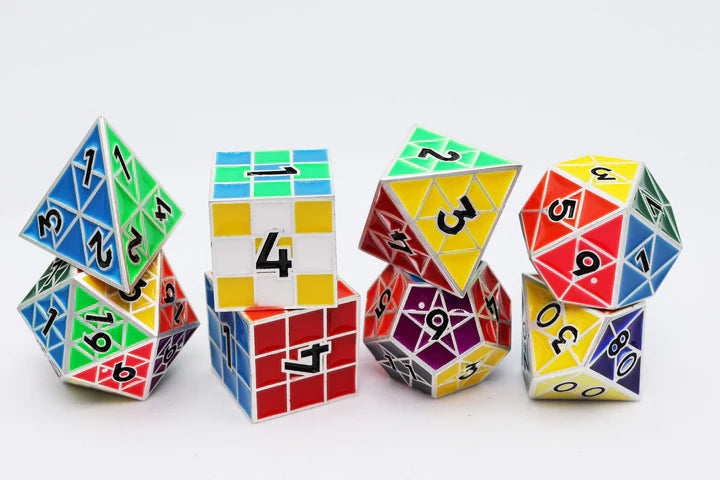 Foam Brain Games Puzzle Cubes: Silver Metal RPG Metal Dice Set