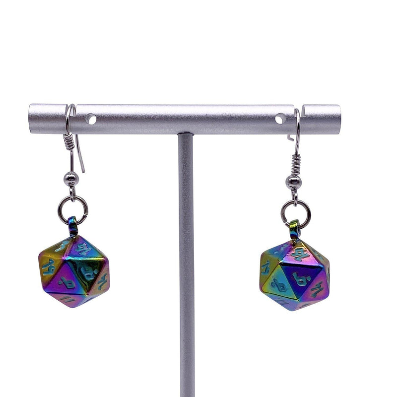 Norse Foundry Ioun Stone D20 Dice Earring Set: Queens Treasure