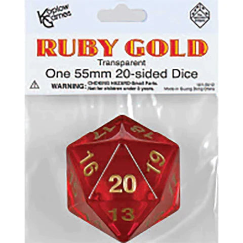 Koplow Games 20 Sided Die (55mm) Countdown D20 - Ruby Gold