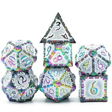 Foam Brain Games Dagger of Venom: White Rainbow PRG Metal Dice Set