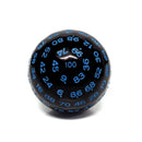 Foam Brain Games 100 Sided Die - Black Opaque with Blue (D100)