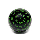 Foam Brain Games 100 Sided Die - Black Opaque with Green (D100)