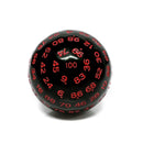 Foam Brain Games 100 Sided Die - Black Opaque with Red (D100)