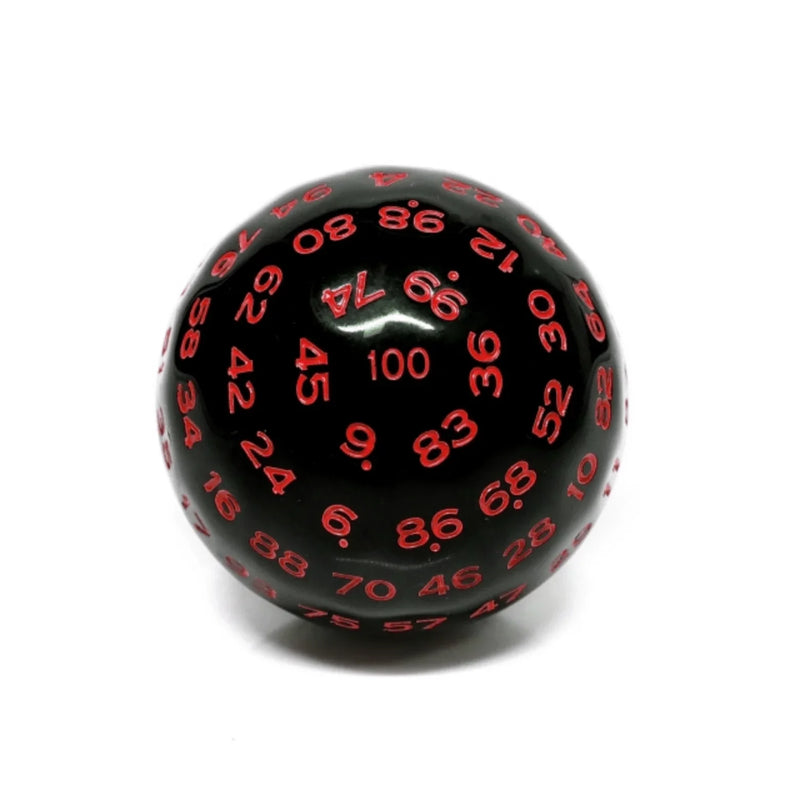 Foam Brain Games 100 Sided Die - Black Opaque with Red (D100)