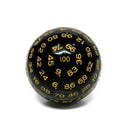 Foam Brain Games 100 Sided Die - Black Opaque with Yellow (D100)