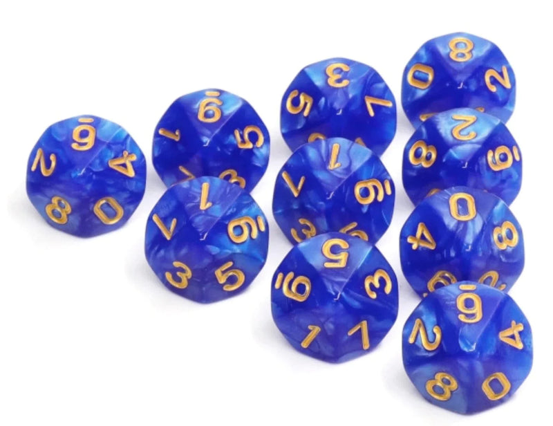 Foam Brain Games 10 Piece D10's - Blue Pearl