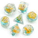 Foam Brain Games RPG Dice Set: Yellow Flower with Blue Skull