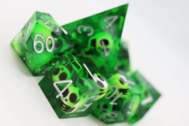 Foam Brain Games Sharp Edge RPG Dice Set: Green Skulls