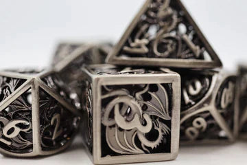 Foam Brain Games Hollow Silver Dragon PRG Metal Dice Set