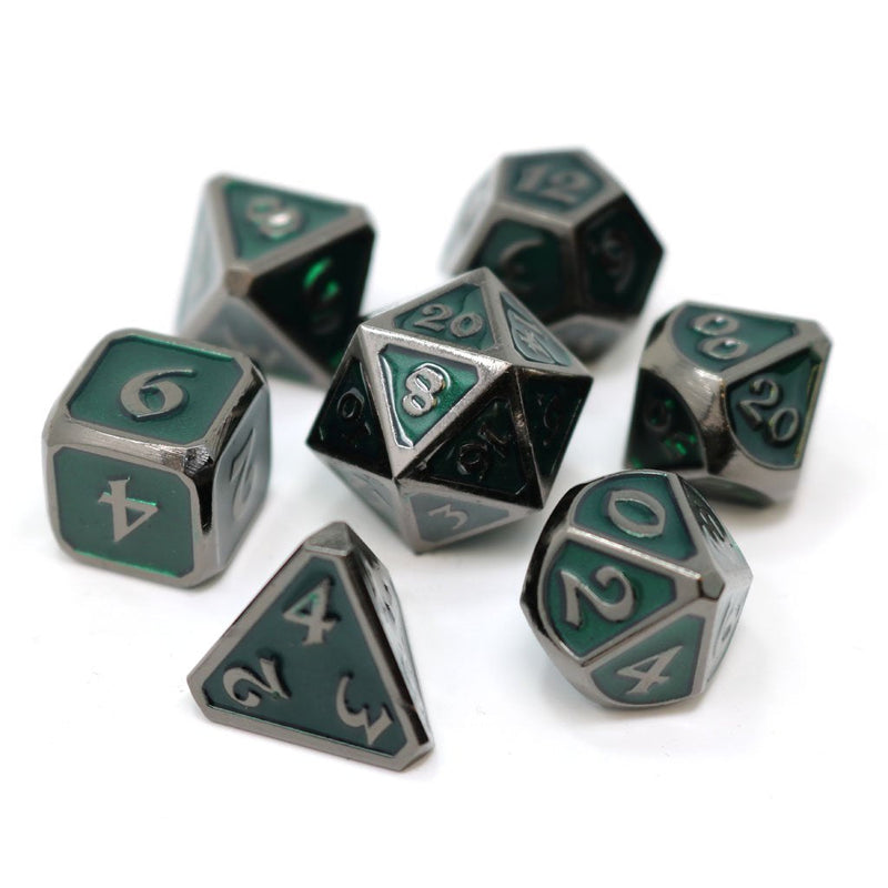 Die Hard Dice 7 Die Metal Dice Set: Mythica Sinister Emerald