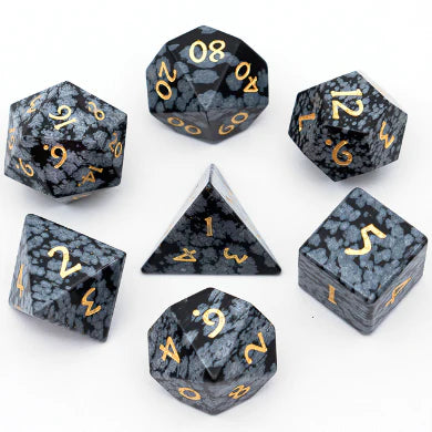 Foam Brain Games RPG Gemstone Dice Set - Snow Flake Engraved with Gold