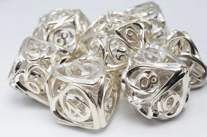 Foam Brain Games Silver Hearts RPG Premium Metal Dice Set