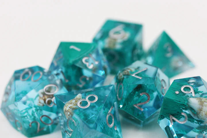 Foam Brain Games Sharp Edge RPG Dice Set: Teal Coral & Sea Snail