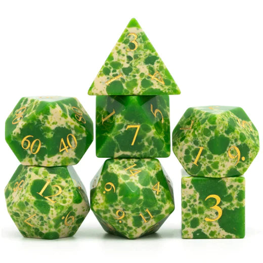 Foam Brain Games RPG Gemstone Dice Set - Textured Turquoise Engraved with Gold