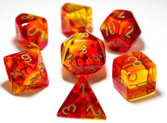 Chessex Gemini: Red-Yellow/Gold 7 Dice Set