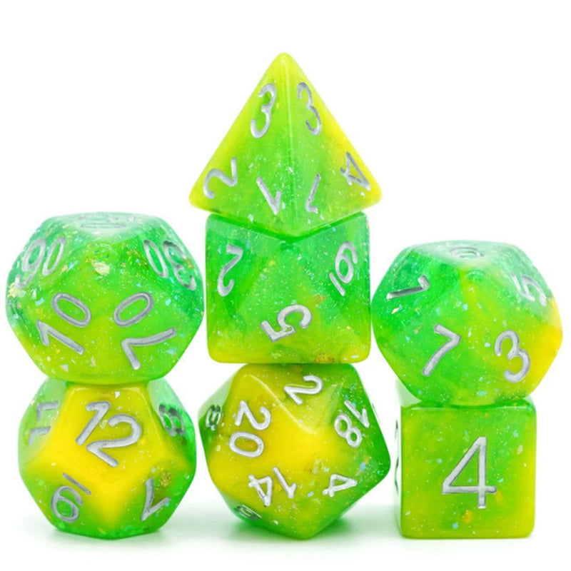 Foam Brain Games RPG Dice Set: Yellow & Green Seabed Treasure