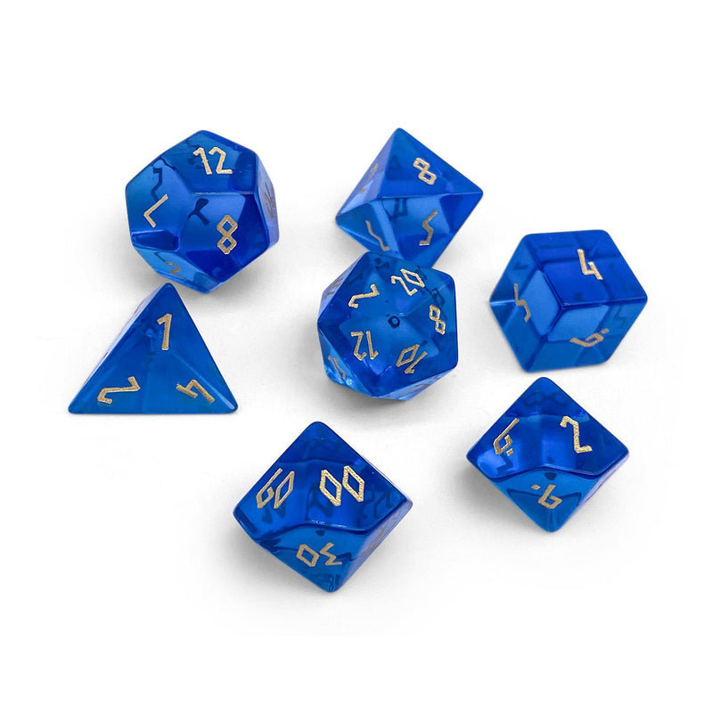 Norse Foundry 7 Die Glass RPG Dice Set: Sapphire Zircon Glass
