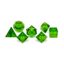 Norse Foundry 7 Die Glass RPG Dice Set: Emerald Zircon Glass Gold Font