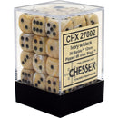 Chessex Marble: 12MM D6  Ivory/Black (36)