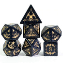 Foam Brain Games Embellished Blue Sandstone Gemstone Engraved with Gold Dice Set
