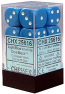 Chessex Opaque: 16MM D6 Blue/White  (12)