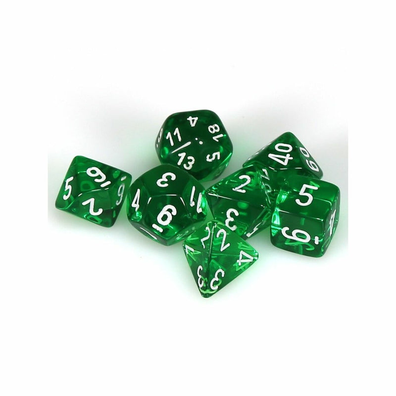 Chessex Translucent: Green/White 7 Dice Set
