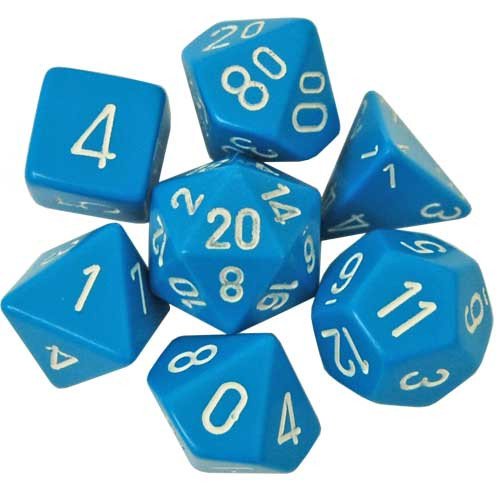 Chessex Opaque: Light Blue/white 7 Dice Set