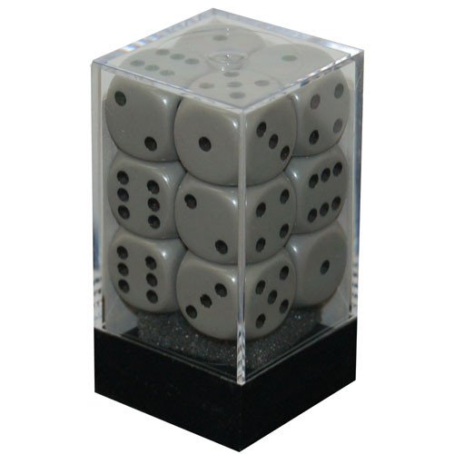 Chessex Opaque: 16MM D6 Dark Grey/Black  (12)