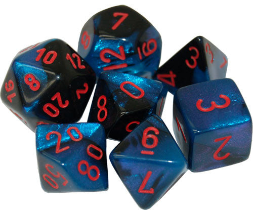 Chessex Mini Dice: Gemini - Black-Starlight/red 7 Dice Set