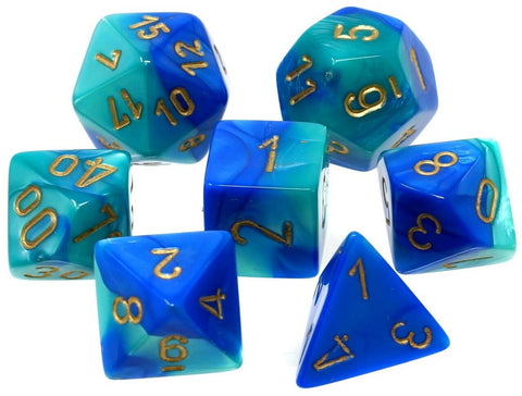 Chessex Gemini: Blue-Teal/Gold 7 Dice Set