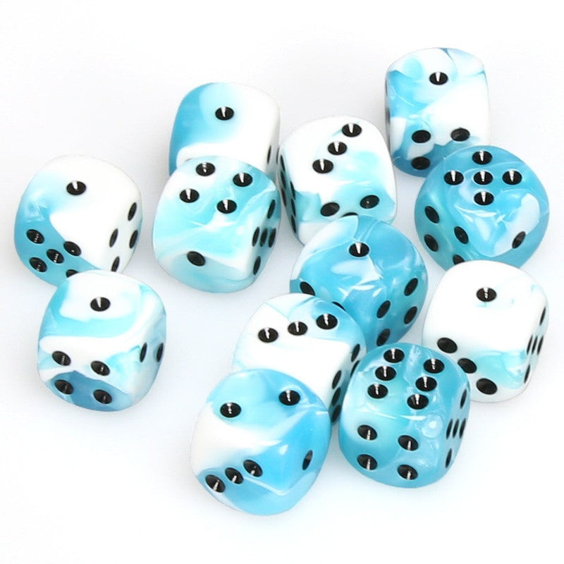 Chessex Gemini: 16MM D6 Teal-White/Black (12)